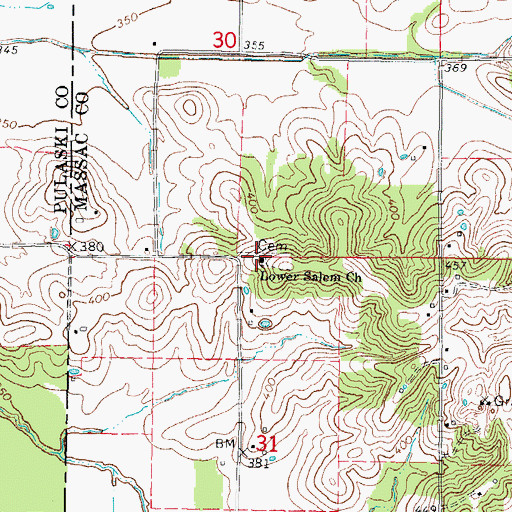 Topographic Map of Lower Salem Church, IL