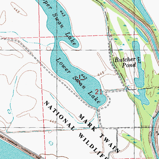 Topographic Map of Lower Swan Lake, IL