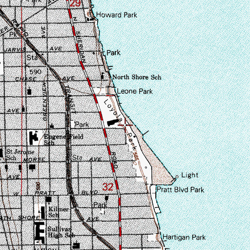 Topographic Map of Loyola Park, IL