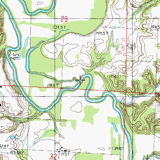 Topographic Map of Lucas Creek, IL