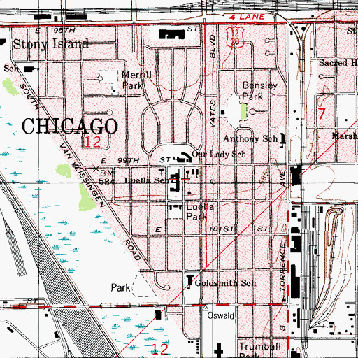 Topographic Map of Lawrence Elementary School, IL