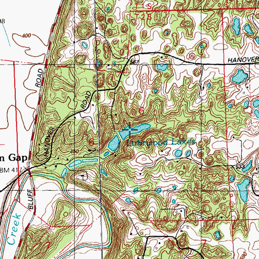 Topographic Map of Luhrwood Lakes, IL