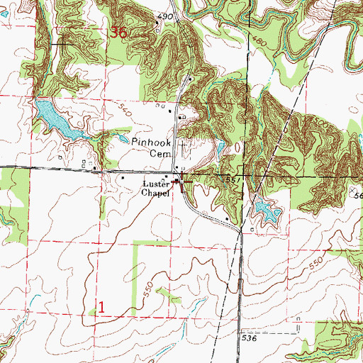 Topographic Map of Luster Chapel, IL