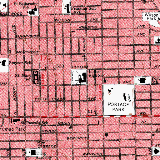 Topographic Map of Luther High School, IL