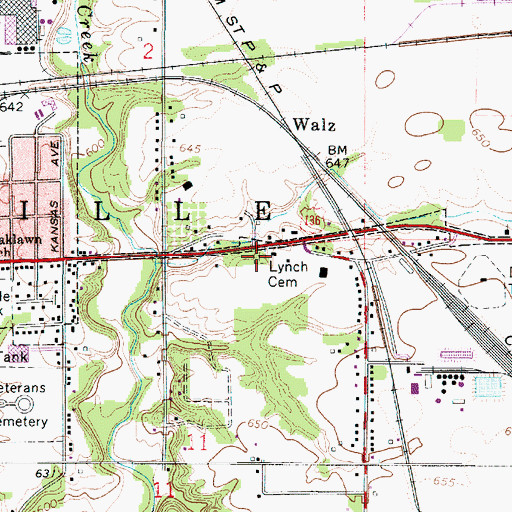 Topographic Map of Lynch Cemetery, IL