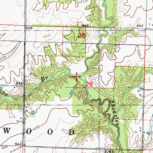 Topographic Map of Lynn Grove Branch, IL