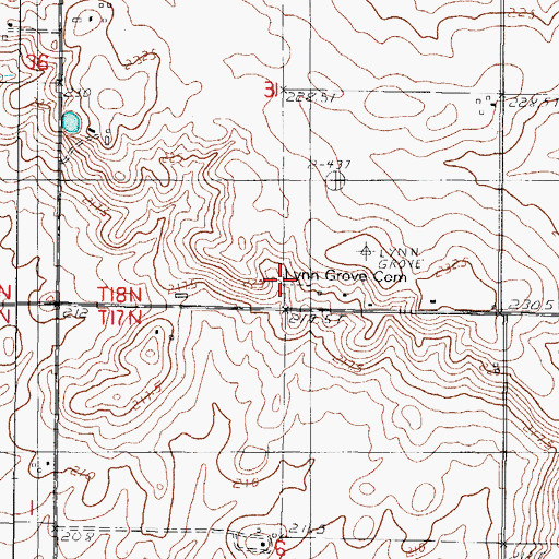 Topographic Map of Lynn Grove Cemetery, IL