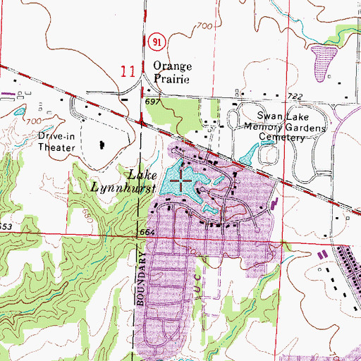 Topographic Map of Lake Lynnhurst, IL