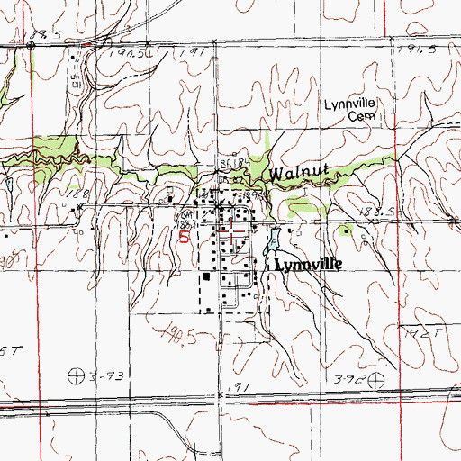 Topographic Map of Lynnville, IL