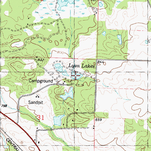 Topographic Map of Lyon Lakes, IL