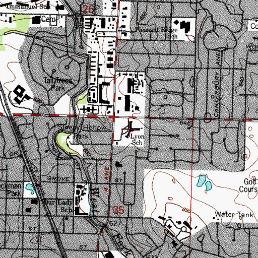 Topographic Map of Lyon Elementary School, IL