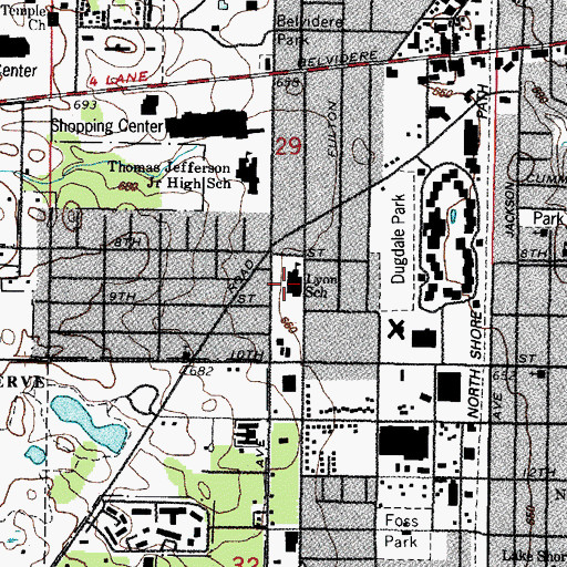 Topographic Map of Lyon Magnet Elementary School, IL