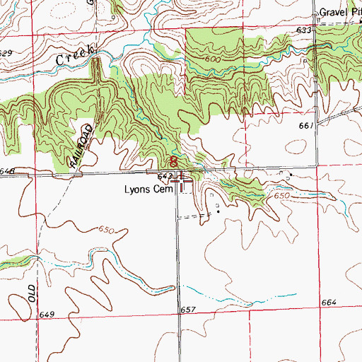 Topographic Map of Lyons Cemetery, IL