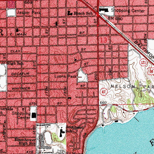 Topographic Map of Lyons Park, IL