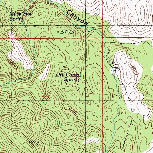 Topographic Map of Dry Camp Spring, AZ