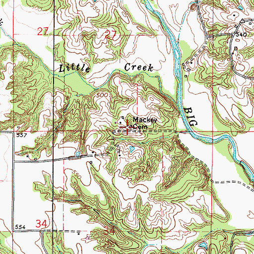 Topographic Map of Mackey Cemetery, IL