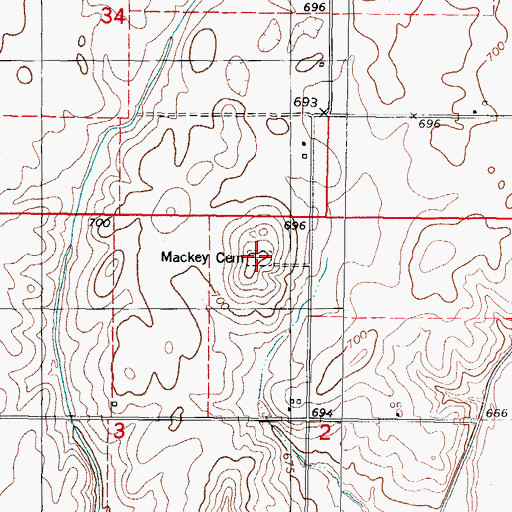 Topographic Map of Mackey Cemetery, IL