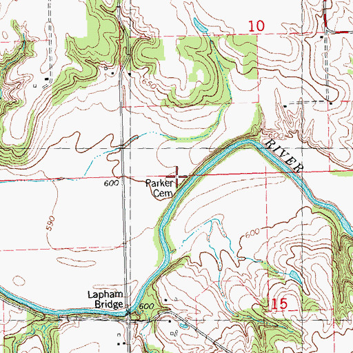 Topographic Map of Parker Cemetery, IL