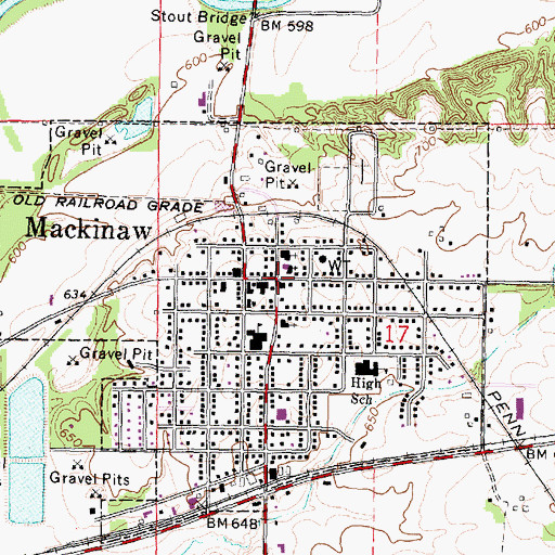 Topographic Map of Mackinaw, IL