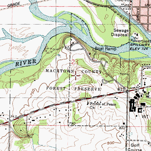 Topographic Map of Macktown County Forest Preserve, IL