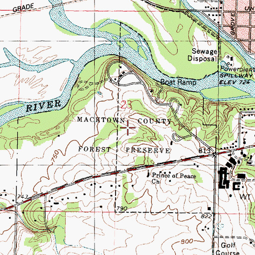 Topographic Map of Macktown County Forest Preserve, IL