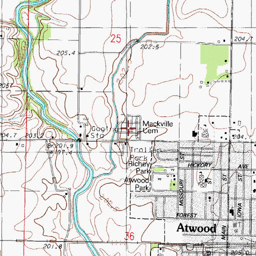 Topographic Map of Mackville Cemetery, IL
