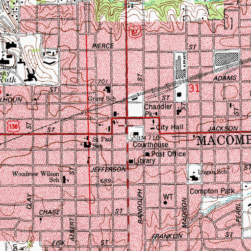 Topographic Map of Macomb, IL