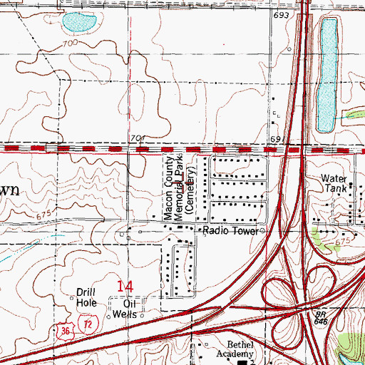 Topographic Map of Macon County Memorial Park, IL