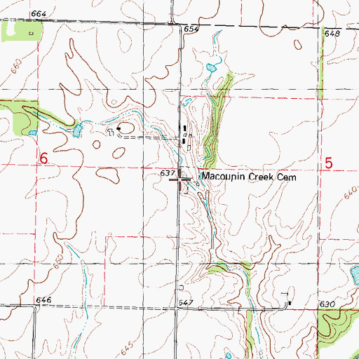 Topographic Map of McCoupin Creek Cemetery, IL