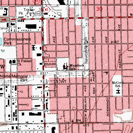 Topographic Map of Maddock Elementary School, IL