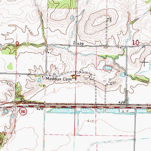 Topographic Map of Ira Maddux Cemetery, IL