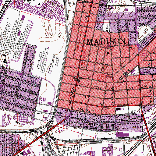Topographic Map of Madison, IL