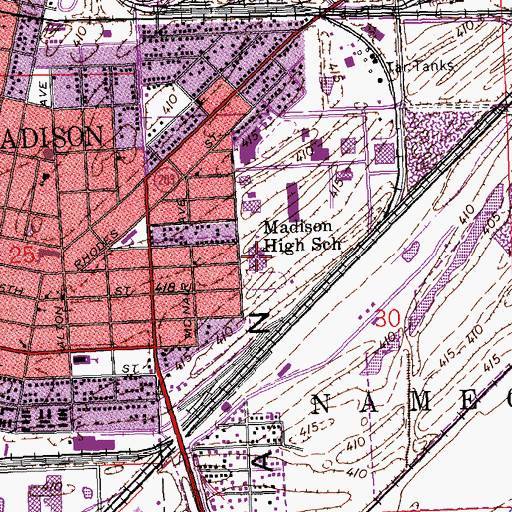 Topographic Map of Madison Senior High School, IL