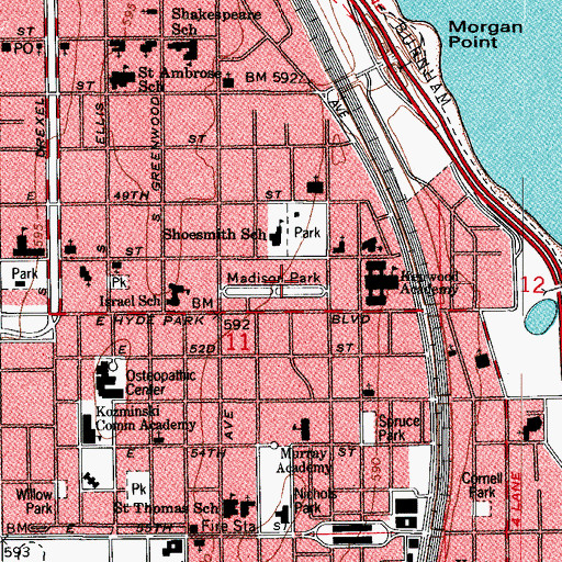 Topographic Map of Madison Park, IL