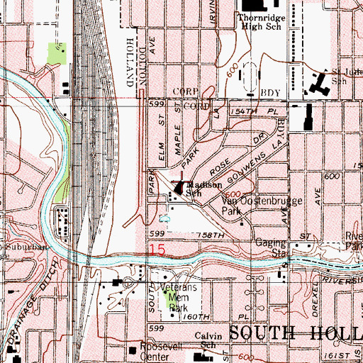 Topographic Map of Madison Elementary School, IL
