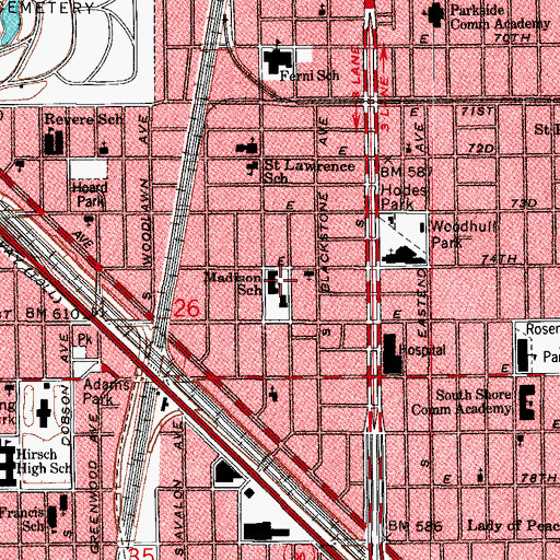 Topographic Map of Madison Elementary School, IL