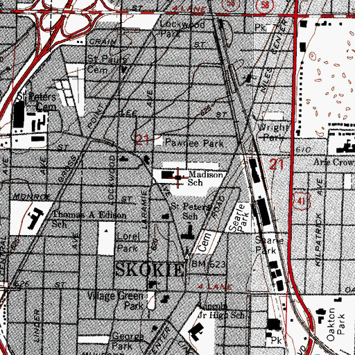 Topographic Map of Madison Elementary School, IL