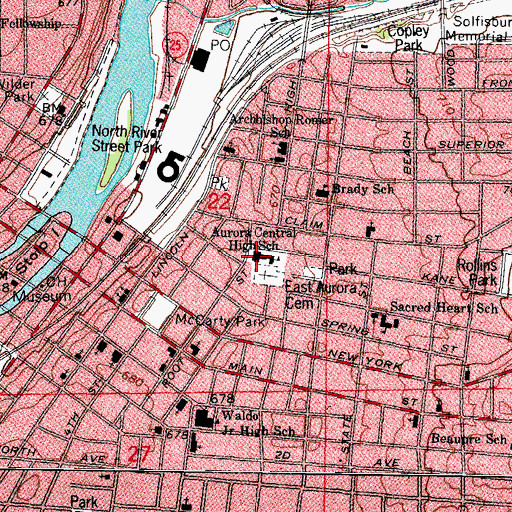 Topographic Map of Madonna High School (historical), IL