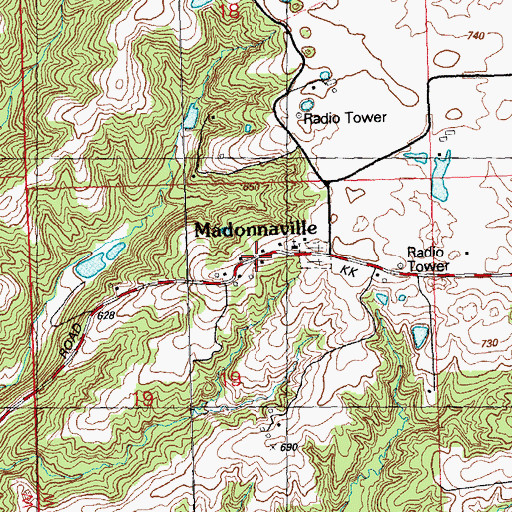 Topographic Map of Madonnaville, IL