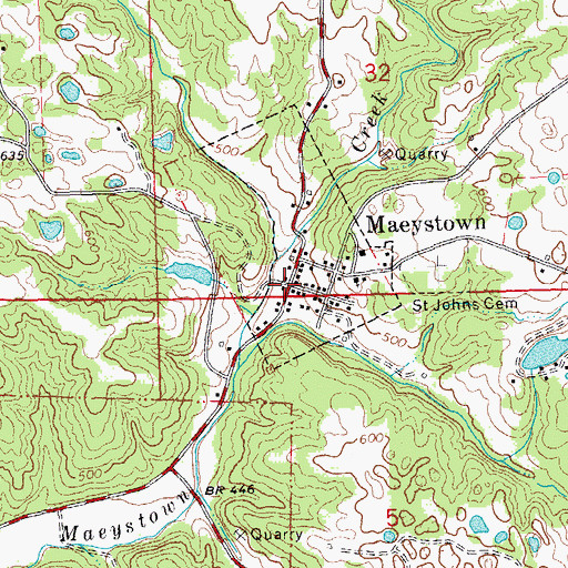 Topographic Map of Maeystown, IL