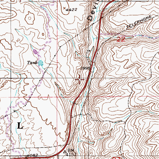 Topographic Map of Devils Canyon Campground, AZ