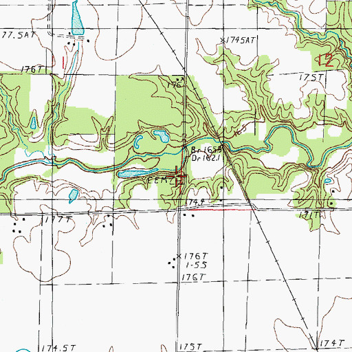 Topographic Map of Mahon Cemetery, IL