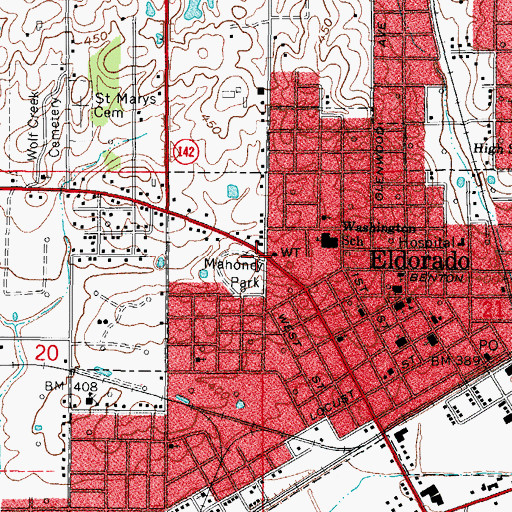 Topographic Map of Mahoney Park, IL