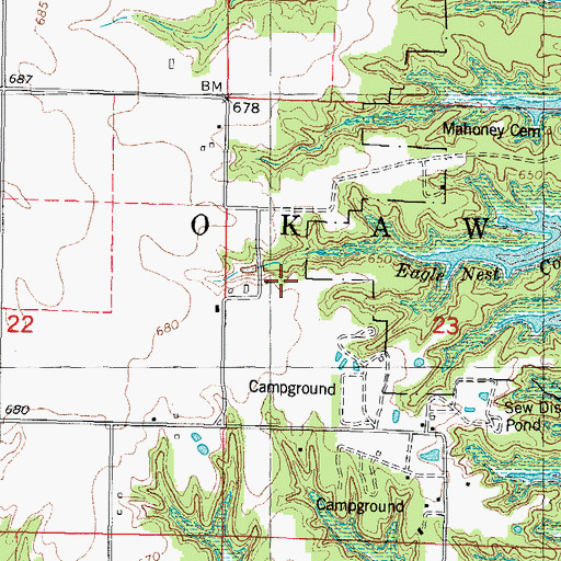 Topographic Map of Mahoney School (historical), IL
