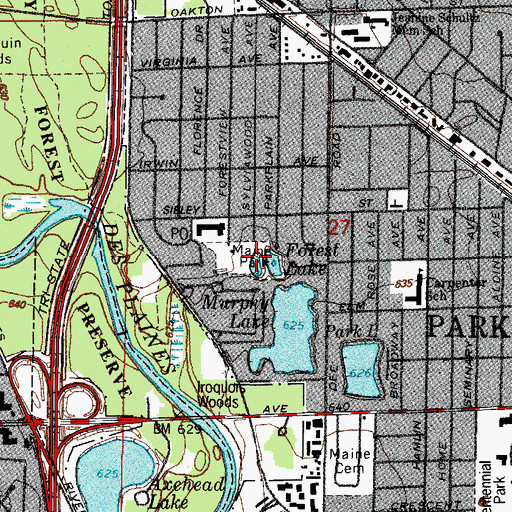 Topographic Map of Maine Park, IL