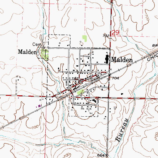Topographic Map of Malden, IL