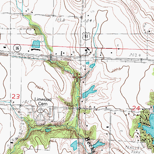 Topographic Map of Malin School (historical), IL