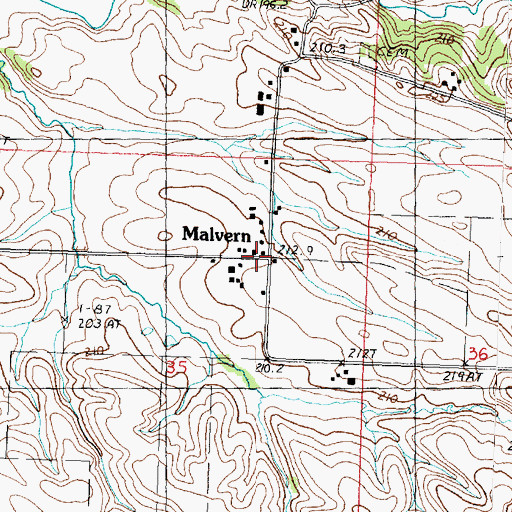 Topographic Map of Malvern, IL