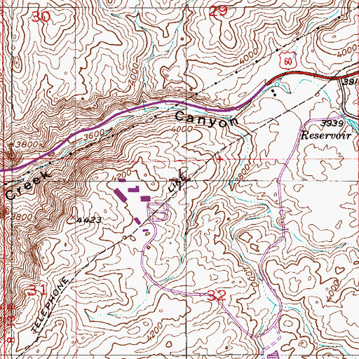 Topographic Map of Magma Number Nine Mine, AZ