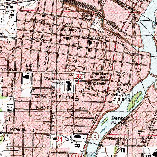 Topographic Map of Mandeville Park, IL